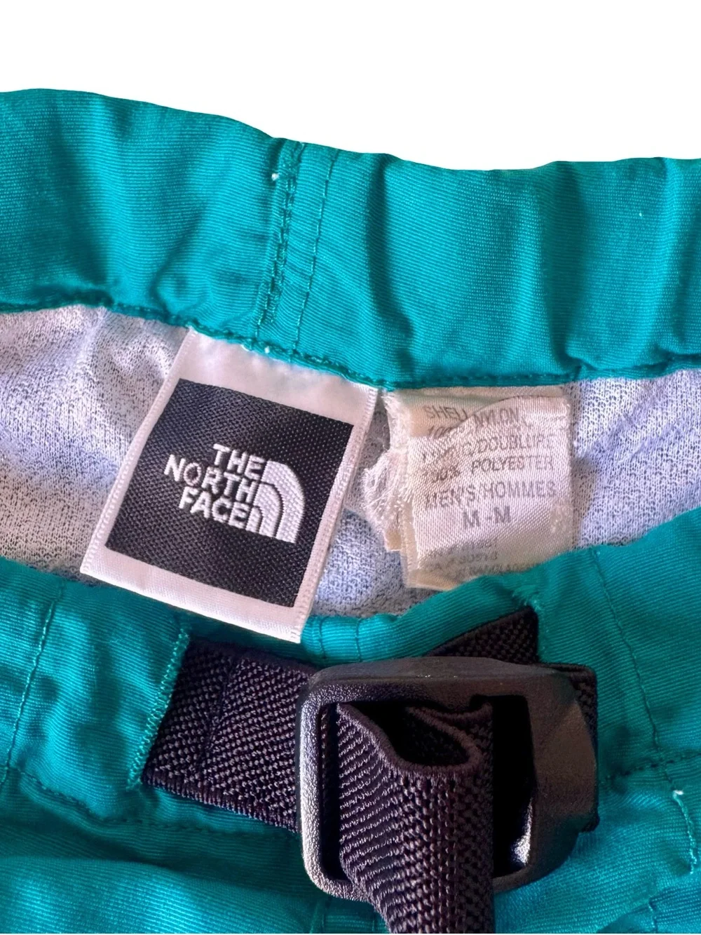 VTG The North Face Men’s 90s Teal Belted Lined Logo Sports Shorts Size M